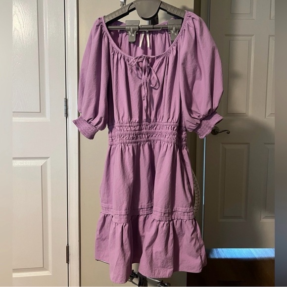 Anthropologie Lilac Puff Sleeve Mini Dress - Picture 3 of 5
